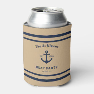 Porta-lata Nome Personalizado Tan Âncora Festa de Barco Reuni