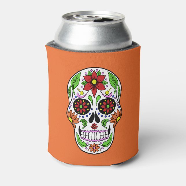 Porta-lata Nome personalizado, texto e cor do Skull do Açúcar (Can Back)