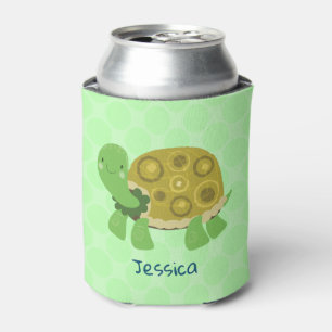 Porta-lata Nome Personalizado Verde Turtle Light
