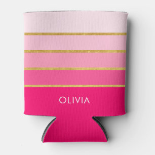 Porta-lata Nome Rosa Personalizado e Dourado