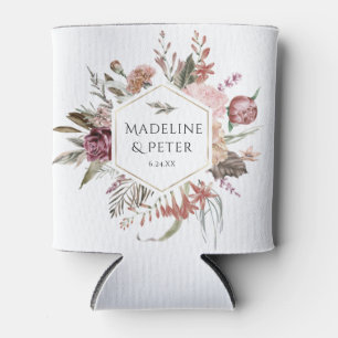 Porta-lata Nomes de Casais de Casamento Dourado de Wildflower