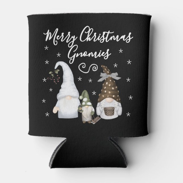 Porta-lata Nomes de Natal Modernos Alegres Gnomos Festivos (Frente)