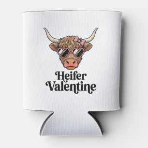 Porta-lata Novilha Valentine Highland Cow Design Vintage_1