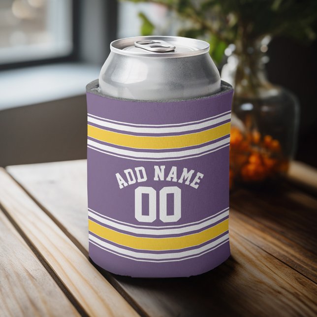 Porta-lata Número de Nome Personalizado de Strike de Jersey A (Personalized Can Cooler - add a name and custom text to this sports jersey design)
