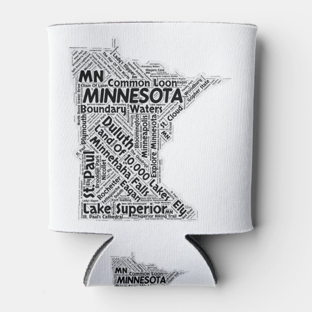 Porta-lata Nuvem de Palavras do Estado de Minnesota (Frente)