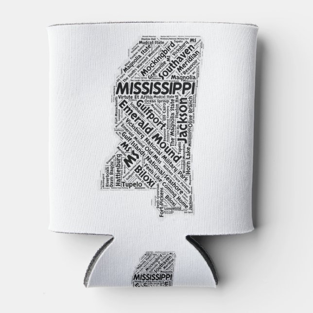 Porta-lata Nuvem de Palavras do Estado do Mississippi (Frente)