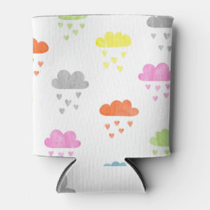 Porta-lata Nuvens Sonhadoras: Chuva De Coração Por Aquarela