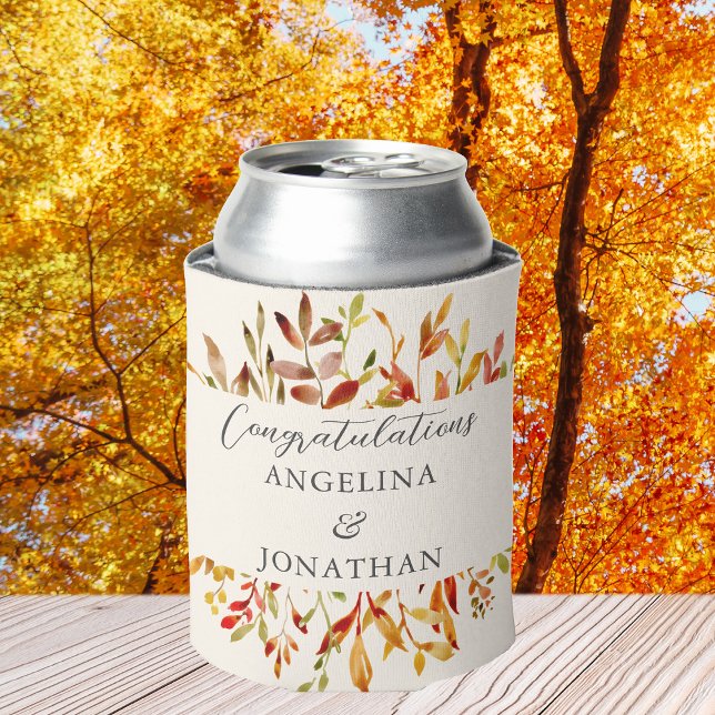 Porta-lata O Autumn Elegante Deixa Casamento Personalizado (Criador carregado)