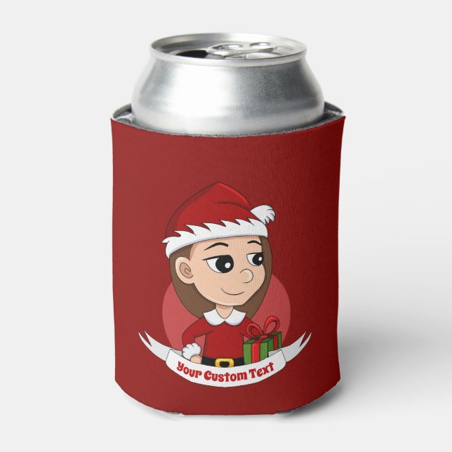 Porta-lata O desenho de uma garota de natal personalizada pod (Can Front)