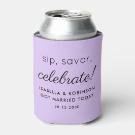 Porta-lata O Favor do Casamento Sip Savor Celebra Purple Engr