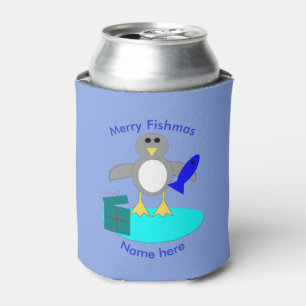 Porta-lata O Feliz Natal que pesca o pinguim pode