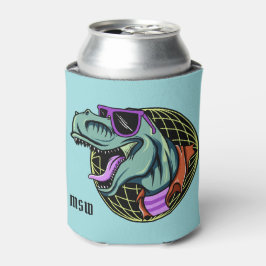 Porta-lata O monograma personalizado T-Rex do hipster pode re