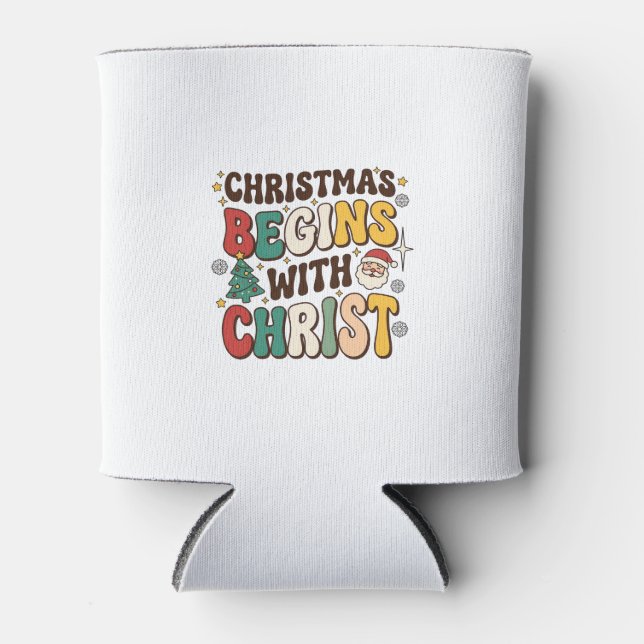 Porta-lata O Natal Começa Com Cristo Design de Árvore de Nata (Frente)