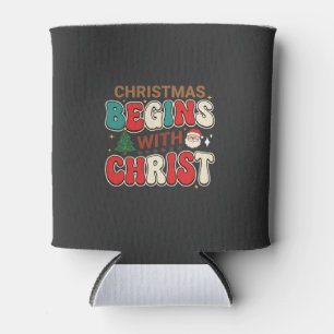 Porta-lata O Natal Começa Com Cristo Retro Papai Noel