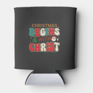 Porta-lata O Natal Começa Com Cristo Retro Papai Noel