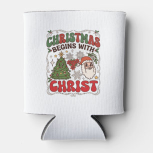 Porta-lata O Natal Começa Cristo Papai Noel Árvore Floco de N
