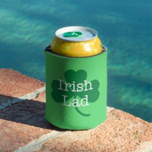 Porta-lata O rapaz irlandês, trevo do dia da almofada do St.