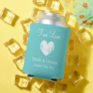 Porta-lata O tema do casamento azul e branco do Aquamarine po