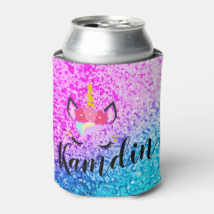 Porta-lata O unicórnio personalizado Ombre Glitt Koozie pode