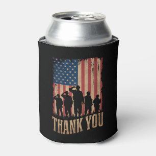 Porta-lata Obrigado Dia dos Veteranos Bandeira Americana Vint