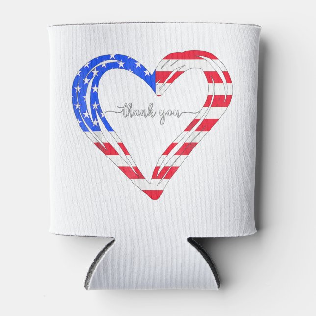 Porta-lata Obrigado pelo seu serviço de bandeira americana (Frente)