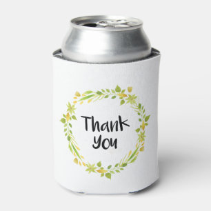 Porta-lata Obrigado verde floral da grinalda você Coozie
