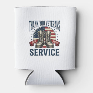 Porta-lata Obrigado Veteranos Botas Patrióticas Design Vintag