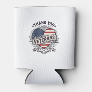 Porta-lata Obrigado Veteranos Coração Patriótico Design Vetor