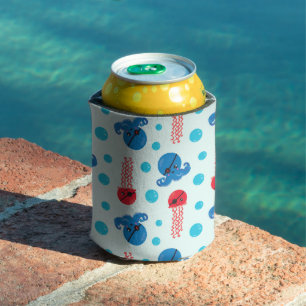 Porta-lata Octopus Pirata, Jellyfish Pirata, Animais do Mar