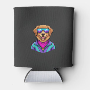 Porta-lata Óculos de Sol de Cachorro Fofo Arte Neon Retro_1