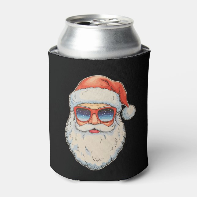 Porta-lata Óculos de sol de Natal retrô com rosto de Papai No (Can Front)