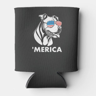 Porta-lata Óculos de Sol Pitbull Sorridente 4 de Julho Merica