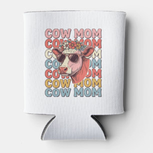 Porta-lata Óculos de Sol Retrô Cow Mom Desenho de Gravura Vin