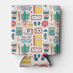 Porta-lata Office Stationery: Textura sem costura Quirky