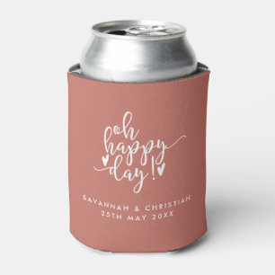 Porta-lata Oh Happy Day Script Terracotta Weding