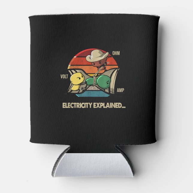 Porta-lata Ohm Volt Amp Electricity Explicou Eletricidade (Frente)