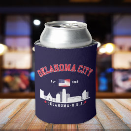 Porta-lata Oklahoma City Skyline Patriotic Can Cooler