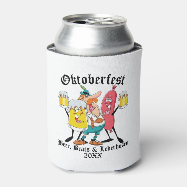 Porta-lata Oktoberfest Beer Brats & Lederhosen (Can Front)