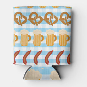 Porta-lata Oktoberfest: cerveja, pretzel, padrão de salsicha