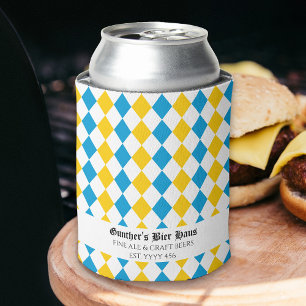 Porta-lata Oktoberfest Personalizado Texto Medieval Azul Bran