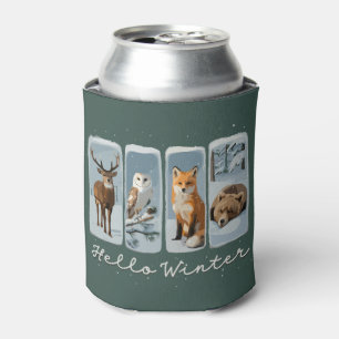 Porta-lata Olá Animais de Inverno Veado Coruja Raposa Urso Te