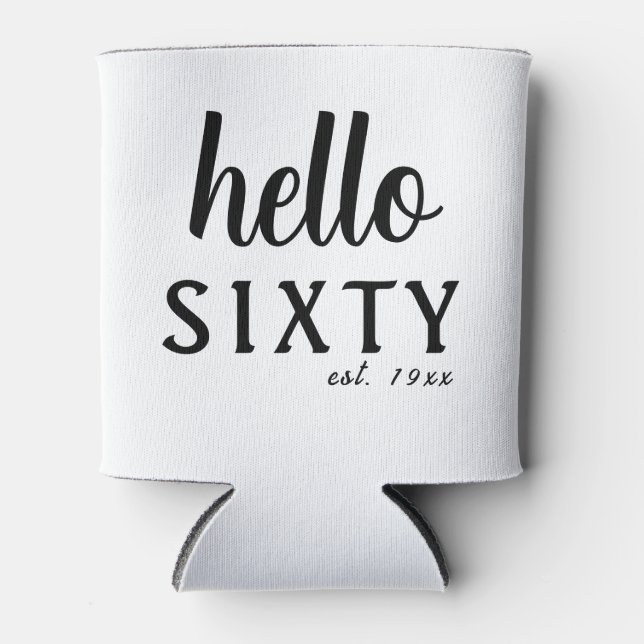 Porta-lata Olá Sessenta personalizados 60º aniversário (Frente)