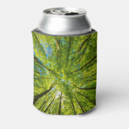 Porta-lata Olhando através das folhas de árvores verdes