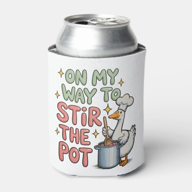 Porta-lata On My Way To Stir The Pot Cute Girly Goose Trendy (Can Front)