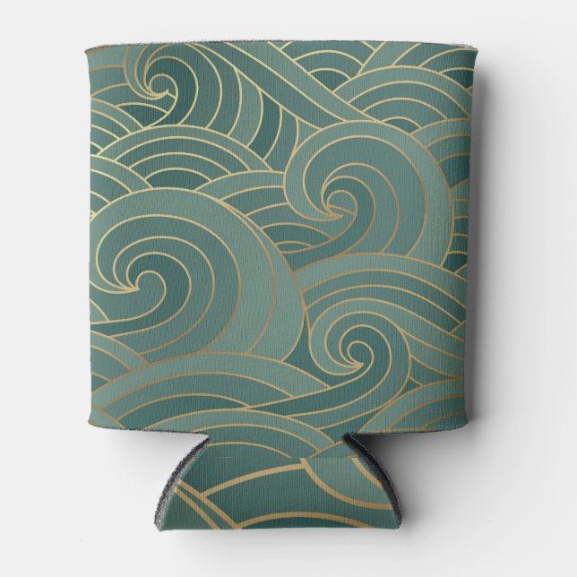 Porta-lata Onda Dourada: Tradicional Luxo Oriental (Frente)