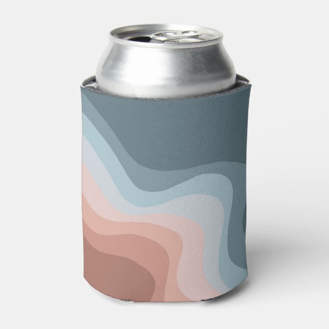 Porta-lata Ondas de estilo retro azuis e rosa (Can Front)