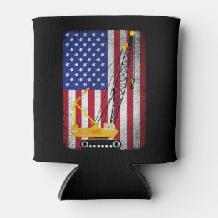 Porta-lata Operador Crane Heavy Machinery Usa Flag Americano