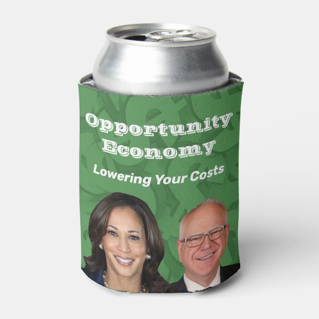 Porta-lata Opportunity Economy Harris Walz 2024 (Can Front)