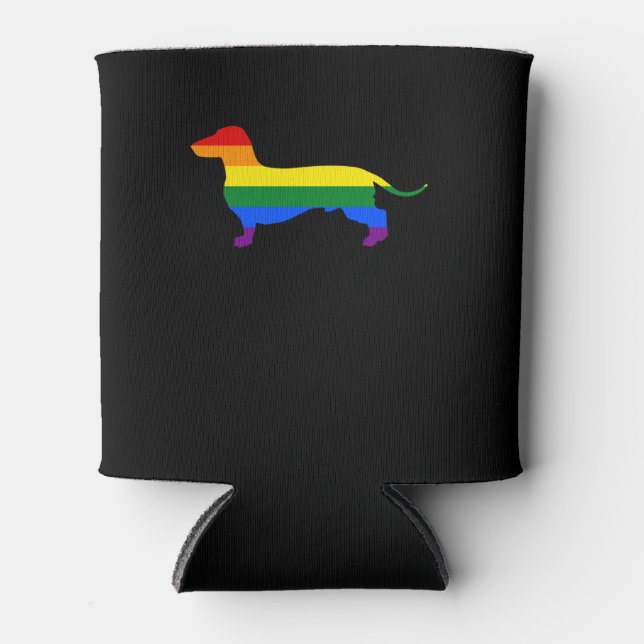 Porta-lata Orgulho gay Dog Dachshund Rainbow Flag (Frente)