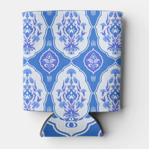 Porta-lata Oriental Blue Floral: Elegância sem costura.